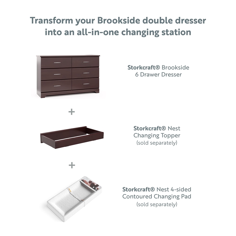 Stork Craft USA Brookside 6 Drawer Dresser in Espresso