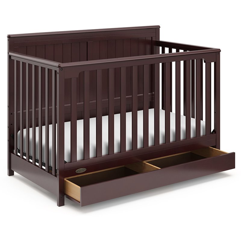 Graco Hadley 4 in 1 Convertible Wood Crib with Drawer in Espresso