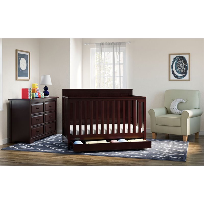 Graco Hadley 4 in 1 Convertible Wood Crib with Drawer in Espresso