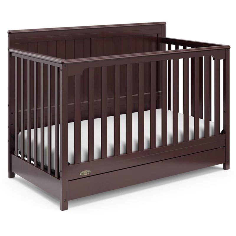 Graco Hadley 4 in 1 Convertible Wood Crib with Drawer in Espresso