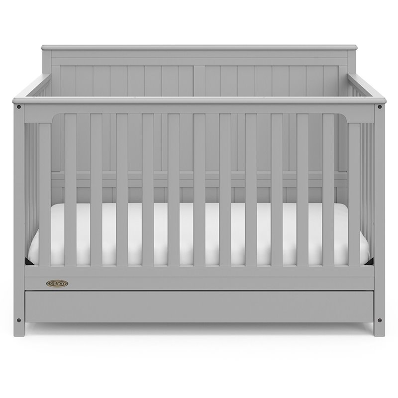 Graco Hadley 4 in 1 Wood Convertible Crib with Drawer in Pebble Gray