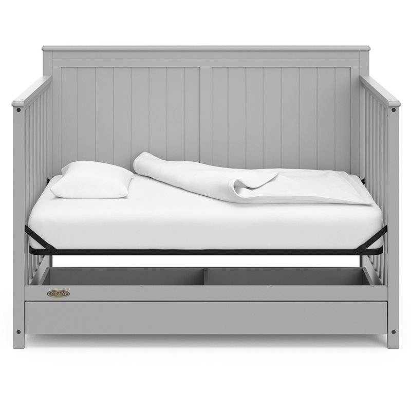 Graco Hadley 4 in 1 Wood Convertible Crib with Drawer in Pebble Gray