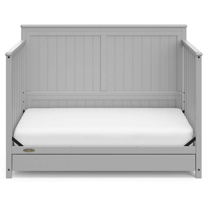 Graco Hadley 4 in 1 Wood Convertible Crib with Drawer in Pebble Gray