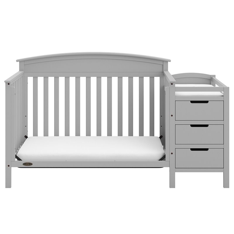 Graco Benton 5 in 1 Convertible Crib and Changer Set in Pebble Gray