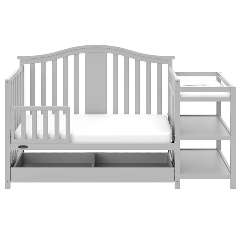 Graco Solano 3 Piece Convertible Crib and Changer Set in Pebble Gray