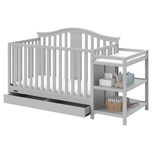 Graco Solano 3 Piece Convertible Crib and Changer Set in Pebble Gray