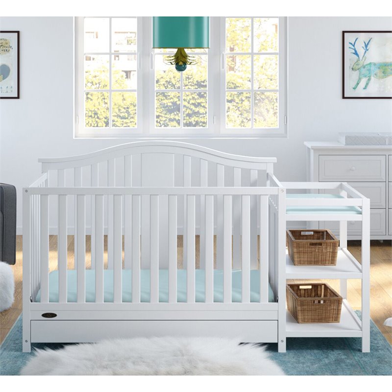 Graco Solano 3 Piece Convertible Crib and Changer Set in White