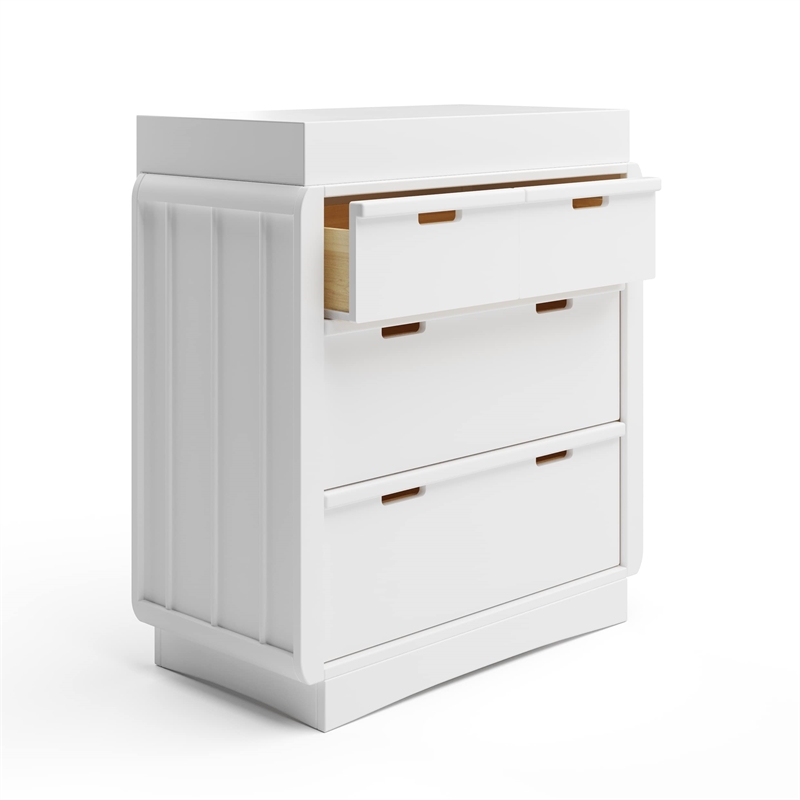 Stork Craft USA Skye 3-Drawer Wood Chest with Changing Topper in White