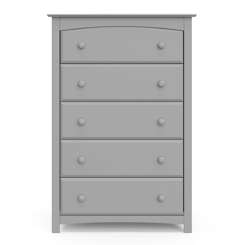 Stork Craft USA Kenton 5-Drawer Wood Dresser in Pebble Gray Finish