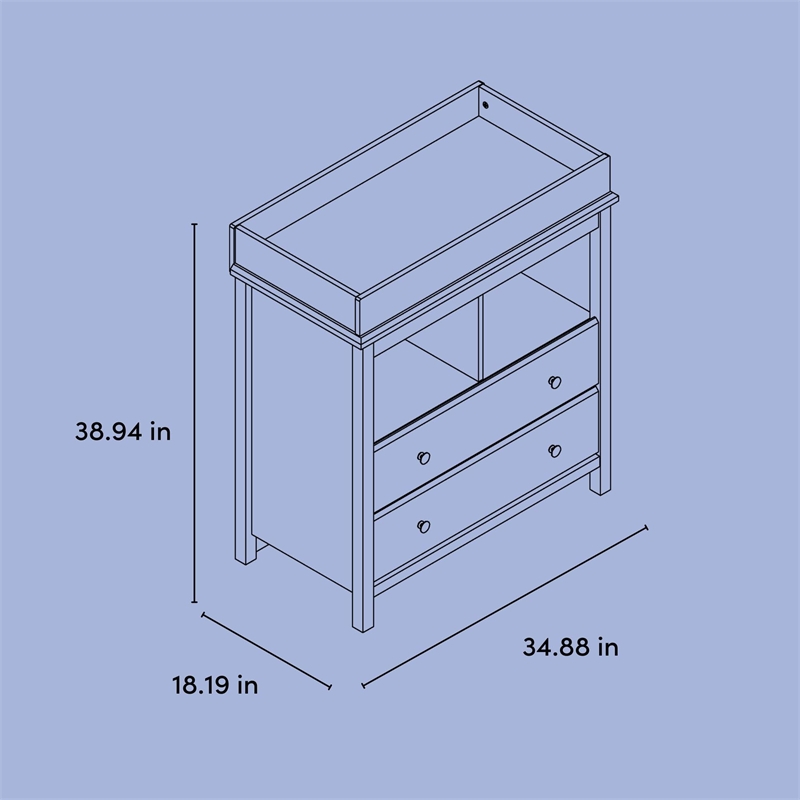 Storkcraft Alpine 2 Drawer Changing Table Dresser White