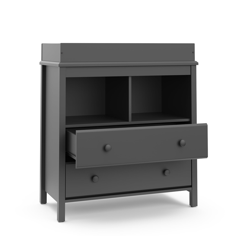 Stork Craft USA Alpine 2-Drawer Engineered Wood Changing Chest in Gray