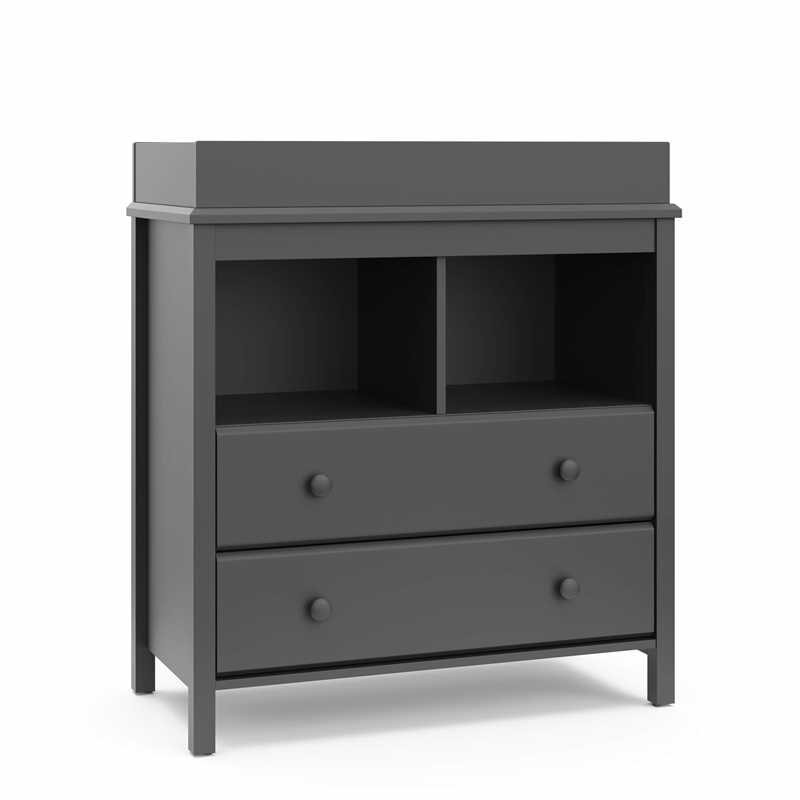 Stork Craft USA Alpine 2-Drawer Engineered Wood Changing Chest in Gray
