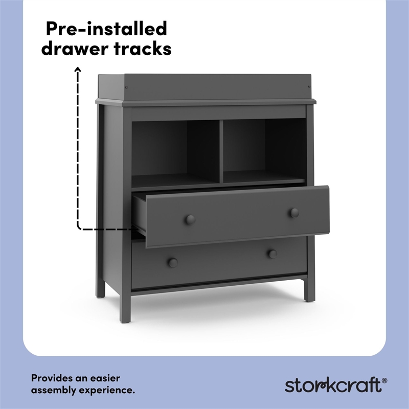 Stork Craft USA Alpine 2-Drawer Engineered Wood Changing Chest in Gray