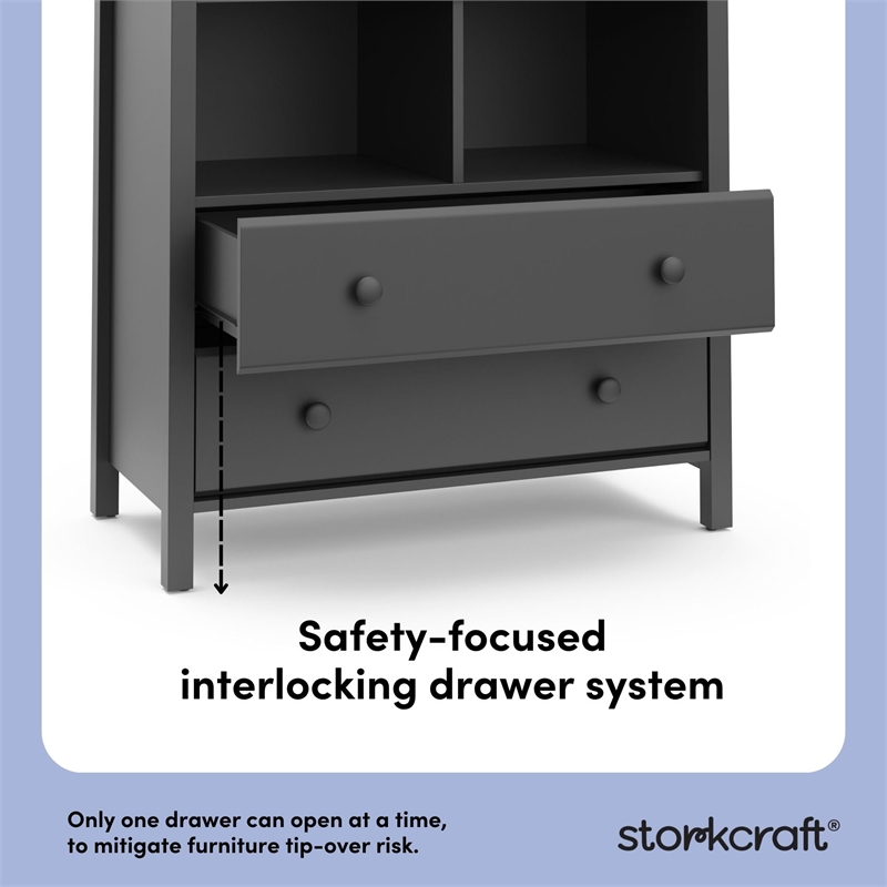 Stork Craft USA Alpine 2-Drawer Engineered Wood Changing Chest in Gray