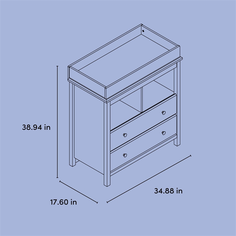 Stork Craft USA Alpine 2-Drawer Engineered Wood Changing Chest in Gray