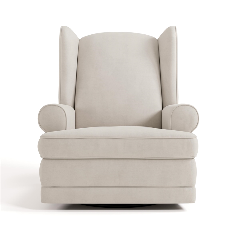 Stork Craft USA Serenity Metal and Polyurethane Wingback Recline Glider in Beige