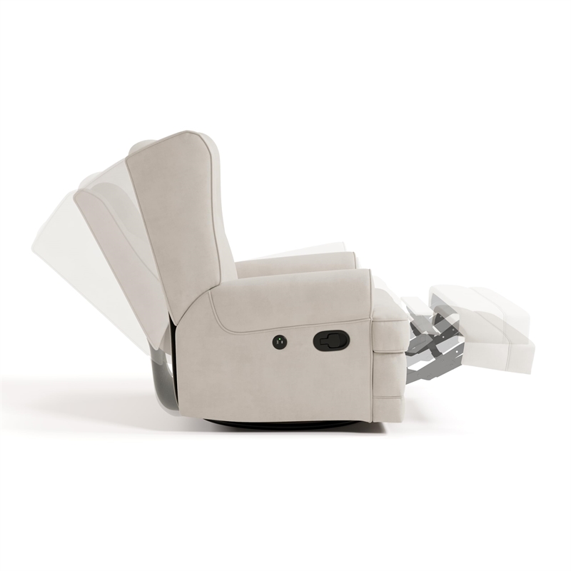 Stork Craft USA Serenity Metal and Polyurethane Wingback Recline Glider in Beige