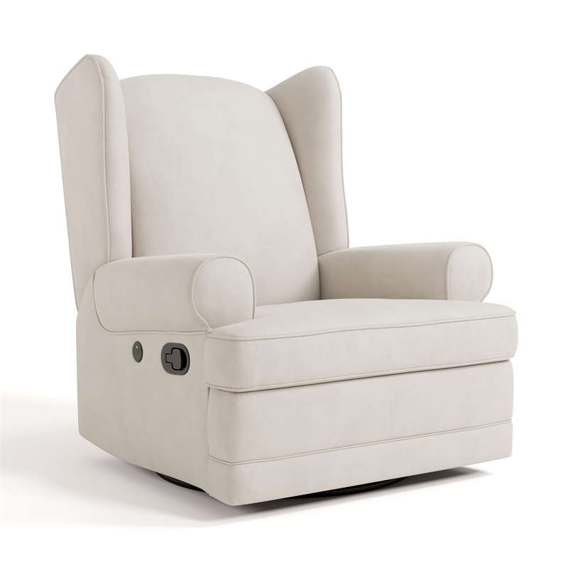 Stork Craft USA Serenity Metal and Polyurethane Wingback Recline Glider in Beige