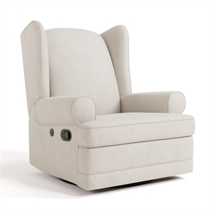 Stork Craft USA Serenity Metal and Polyurethane Wingback Recline Glider in Beige