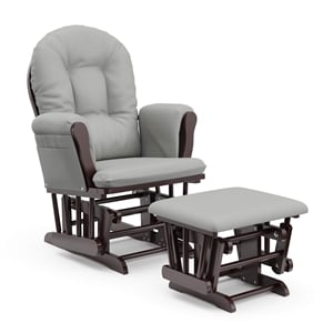 Stork Craft USA Hoop Wood and Fabric Glider and Ottoman in Espresso/Gray