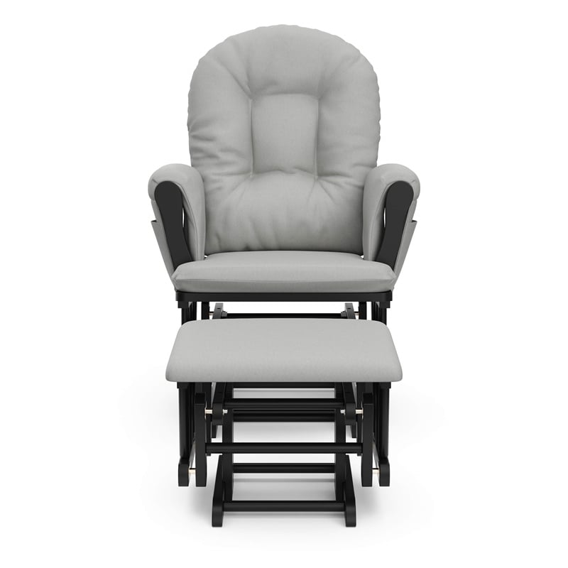 Stork Craft USA Hoop Wood and Fabric Glider and Ottoman in Black and Gray