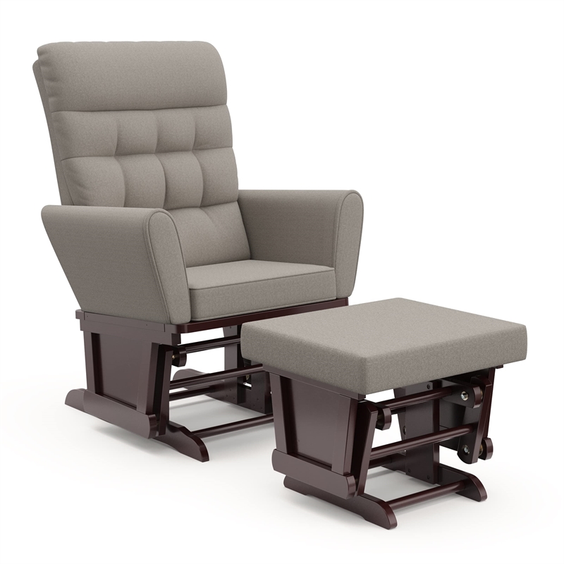 Stork Craft USA Harmony Premium Wood and Fabric Glider and Ottoman in Espresso