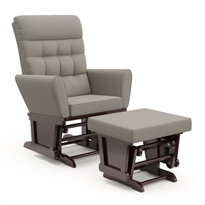 Stork Craft USA Harmony Premium Wood and Fabric Glider and Ottoman in Espresso