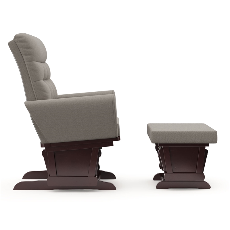 Stork Craft USA Harmony Premium Wood and Fabric Glider and Ottoman in Espresso