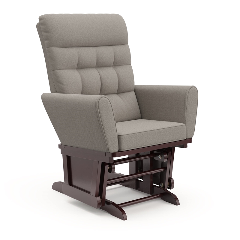 Stork Craft USA Harmony Premium Wood and Fabric Glider and Ottoman in Espresso