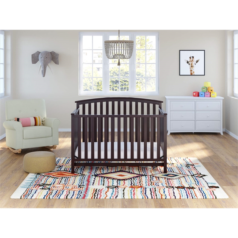 Stork Craft USA Graco Harper Wood and Tufted Fabric Convertible Rocker in Cream