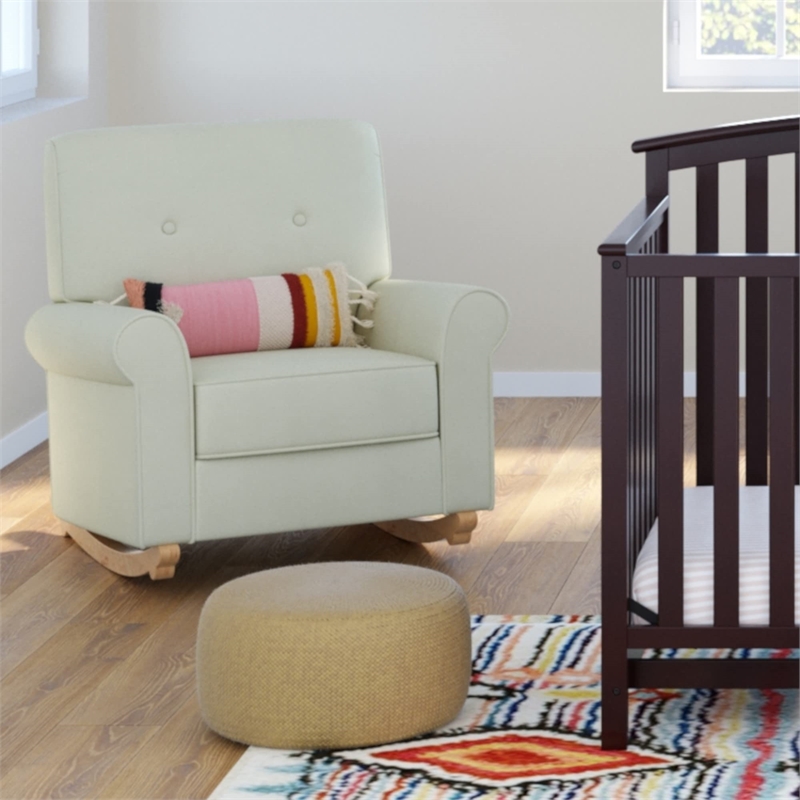 Stork Craft USA Graco Harper Wood and Tufted Fabric Convertible Rocker in Cream