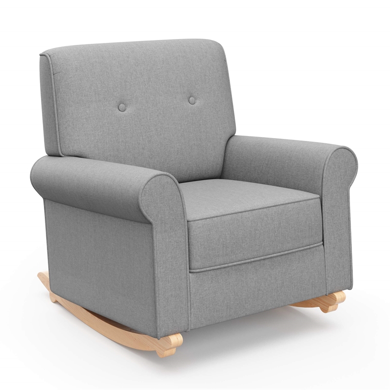 Stork Craft USA Graco Harper Wood and Tufted Fabric Convertible Rocker in Gray