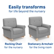 Stork Craft USA Graco Harper Wood and Tufted Fabric Convertible Rocker in Gray