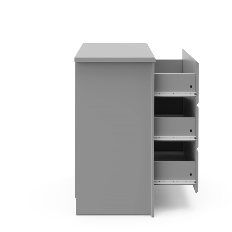 Stork Craft USA Crescent 3-Drawer Engineered Wood Chest in Pebble Gray