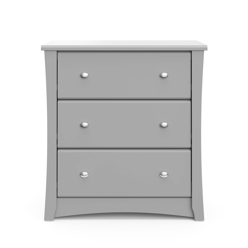 Stork Craft USA Crescent 3-Drawer Engineered Wood Chest in Pebble Gray