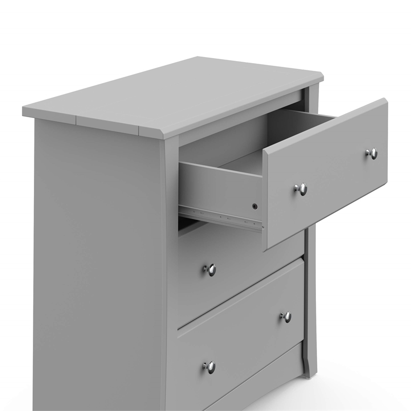 Stork Craft USA Crescent 3-Drawer Engineered Wood Chest in Pebble Gray