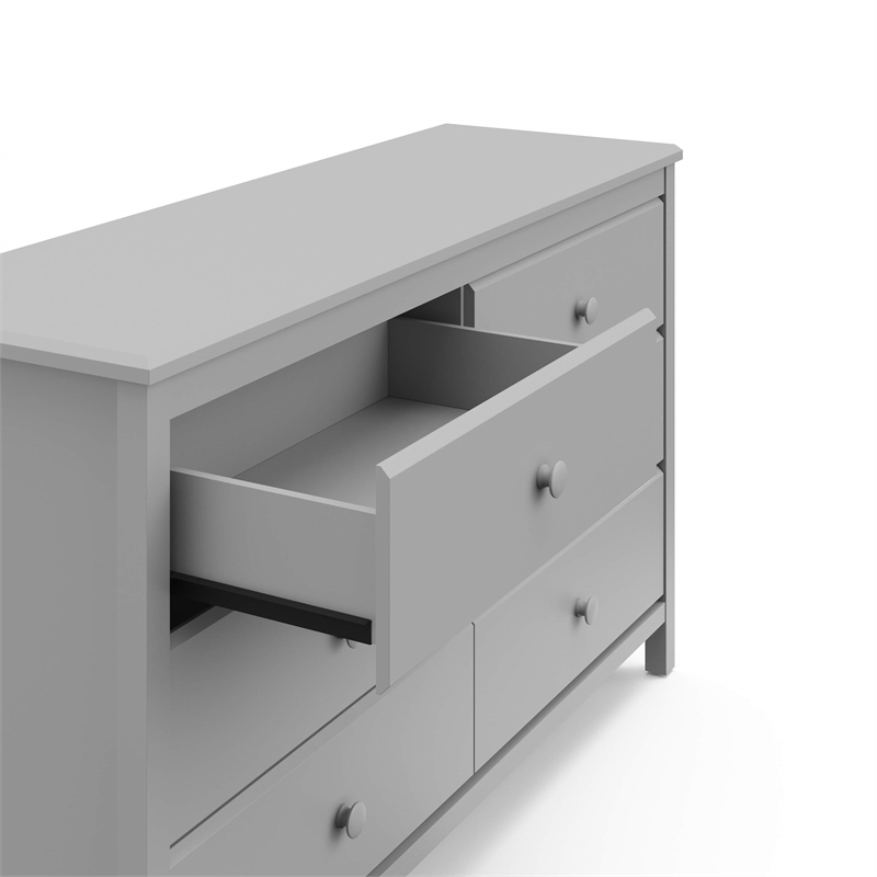 Stork Craft USA Alpine 6-Drawer Engineered Wood Double Dresser in Pebble Gray