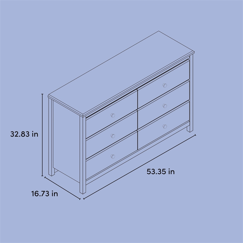 Stork Craft USA Alpine 6-Drawer Engineered Wood Double Dresser in Pebble Gray