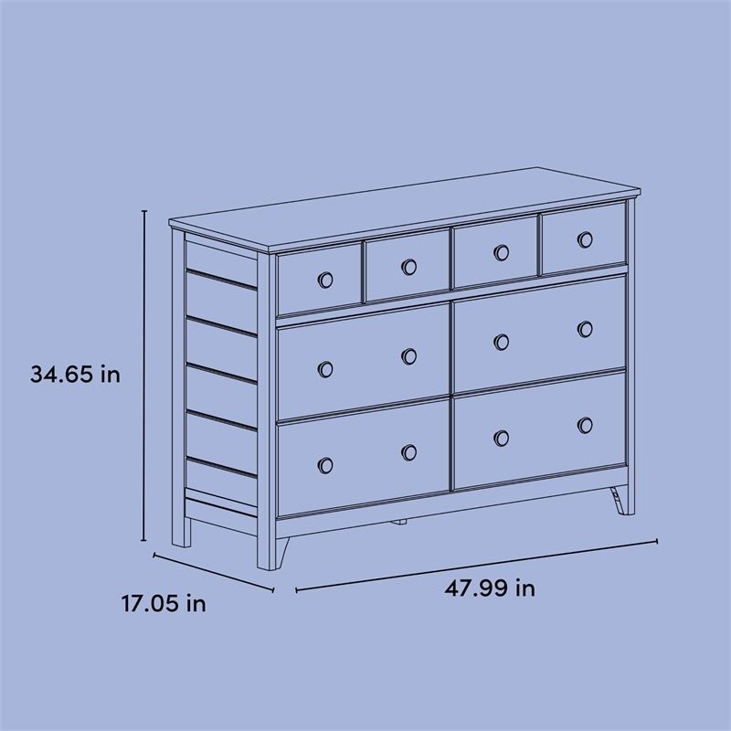 Stork Craft USA Moss 6-Drawer Wood Double Dresser in Gray Finish