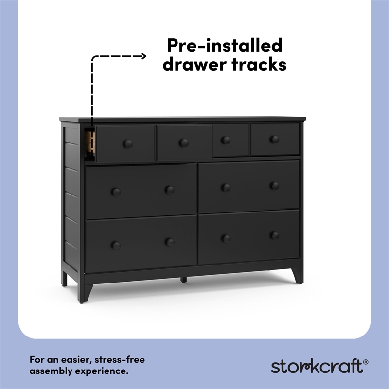 Stork Craft USA Moss 6-Drawer Wood Double Dresser in Gray Finish