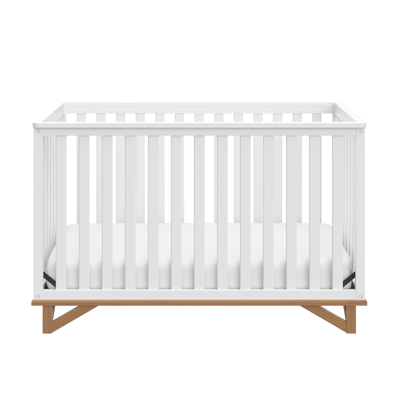 Stork Craft USA Santa Monica Wood 5-in-1 Convertible Crib in White/Driftwood
