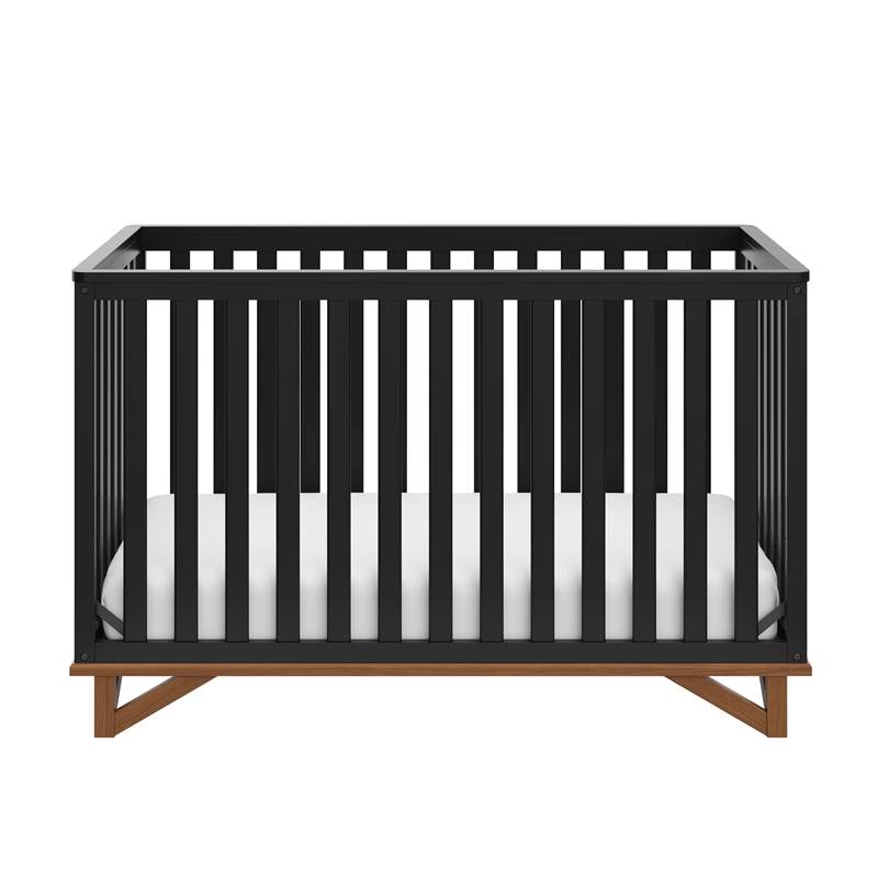Stork Craft USA Santa Monica Wood 5-in-1 Convertible Crib in White/Pebble Gray