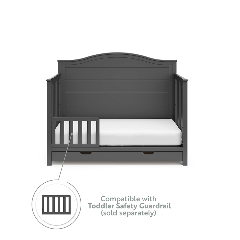 Stork Craft USA Moss Wood 4-in-1 Convertible Crib with Drawer in Gray