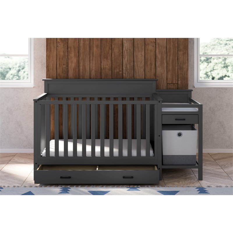 Storkcraft Arizona 4-in-1 Convertible Baby Crib and Changer Gray