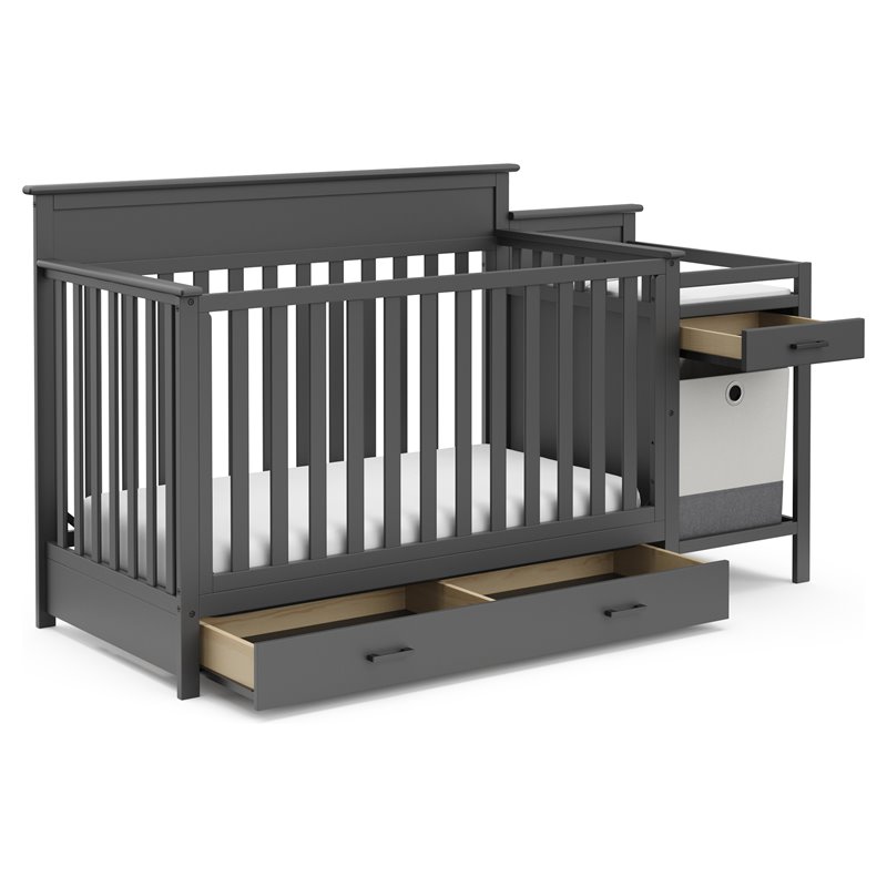Storkcraft Arizona 4-in-1 Convertible Baby Crib and Changer Gray