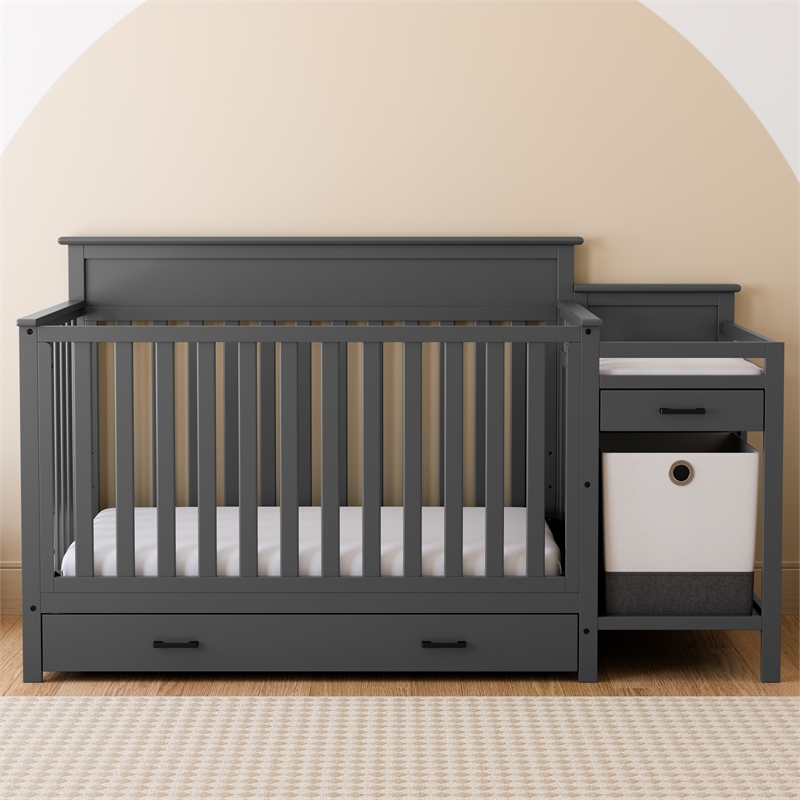 Storkcraft Arizona 4-in-1 Convertible Baby Crib and Changer Gray