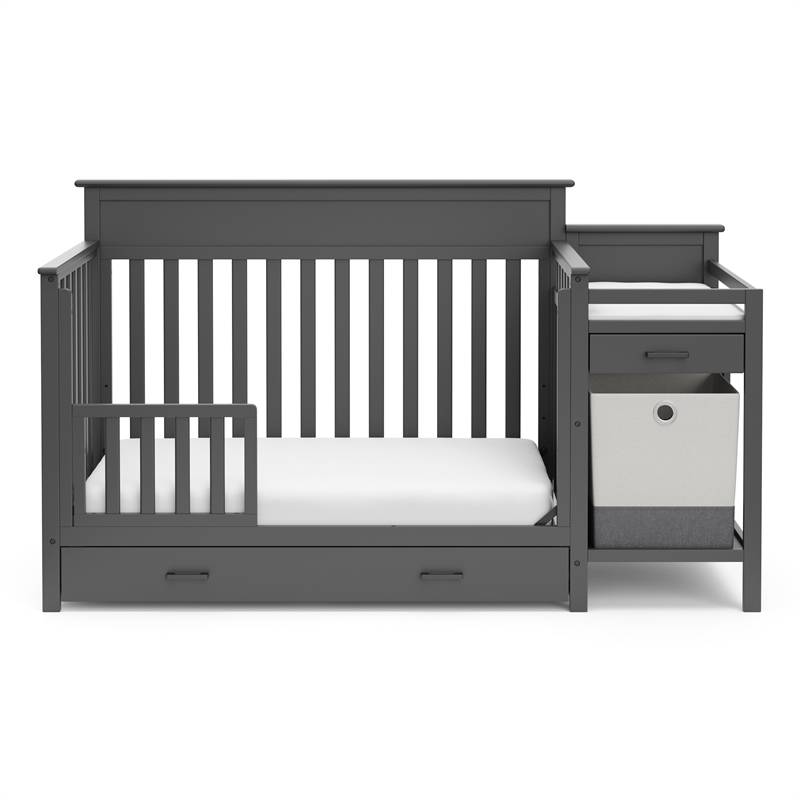 Storkcraft Arizona 4-in-1 Convertible Baby Crib and Changer Gray