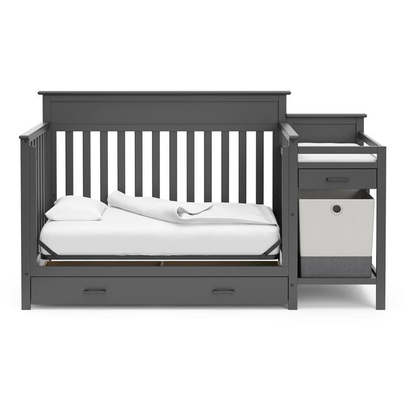 Storkcraft Arizona 4-in-1 Convertible Baby Crib and Changer Gray