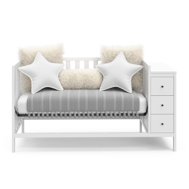 Stork Craft USA Malibu Wood 3-in-1 Customizable Convertible Storage Crib - White