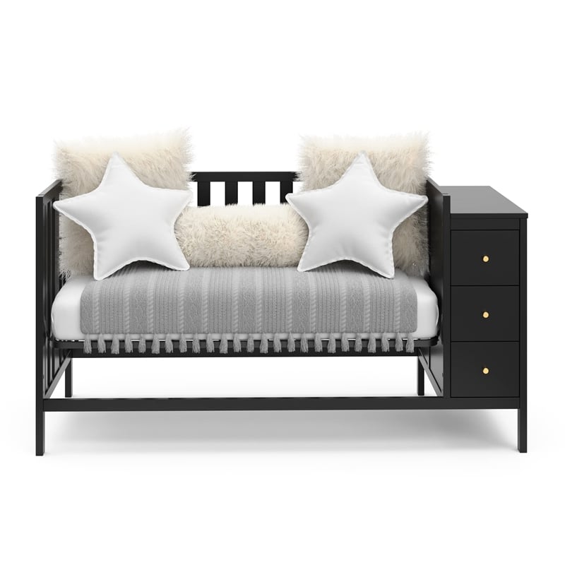 Stork Craft USA Malibu Wood 3-in-1 Customizable Convertible Storage Crib - Black